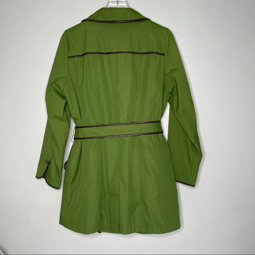Dennis Basso green/BrownTrim Coat Jacket - Picture 2 of 11